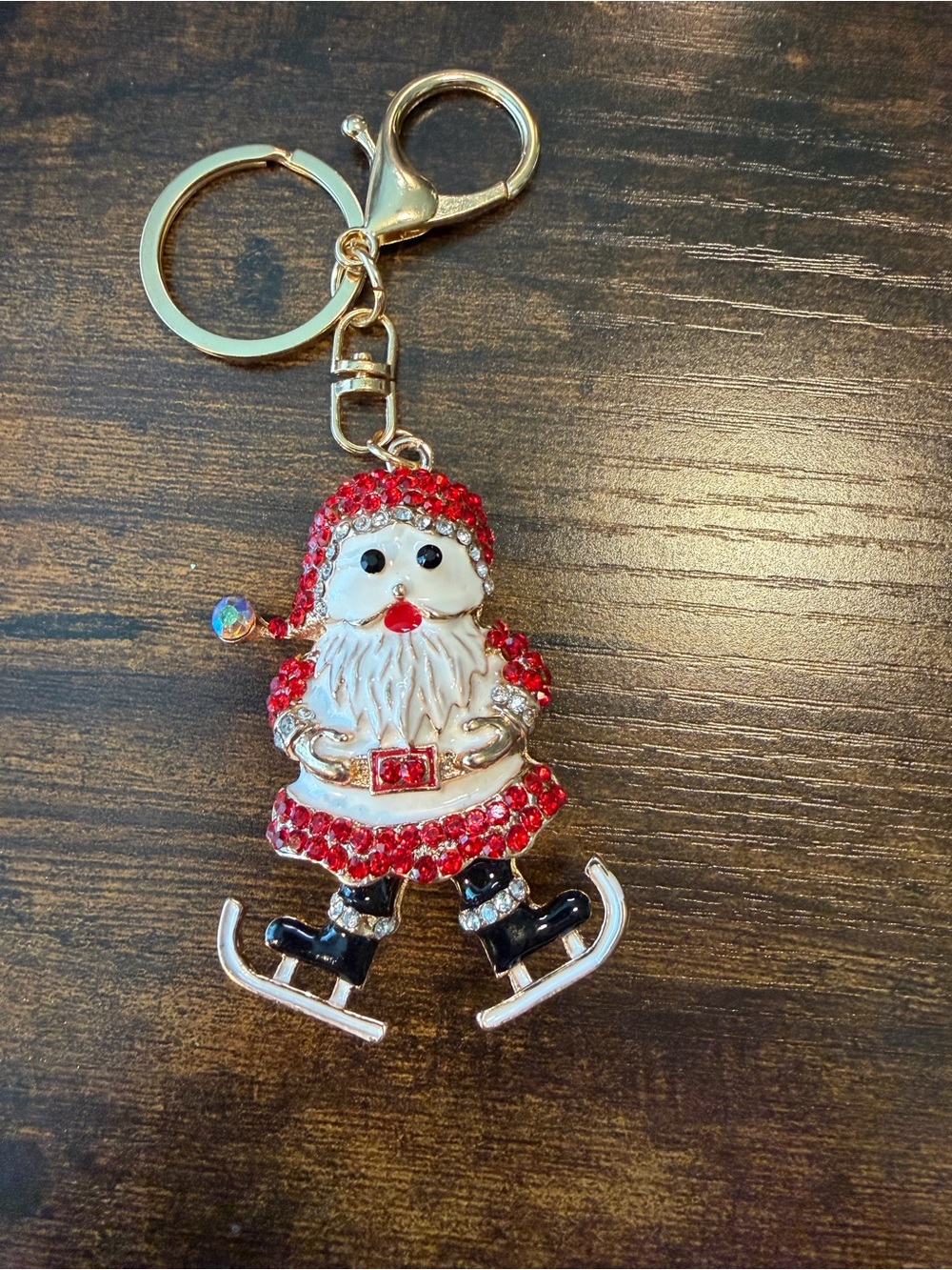 Festive Santa Crystal Bag Charm. NEW - Picture 2 of 4